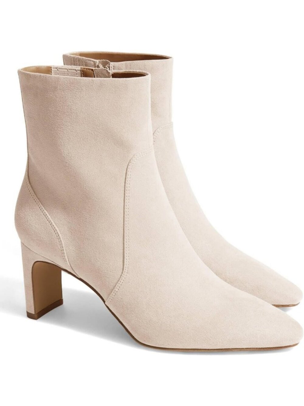 Chunky Low Heel Ankle Boots with Square Toe & Side Zipper - Faux Suede Fall